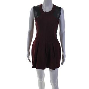 Maje Womens Mesh Panel Detail Pleated Skirt Sleeveless Dress Red Size 3